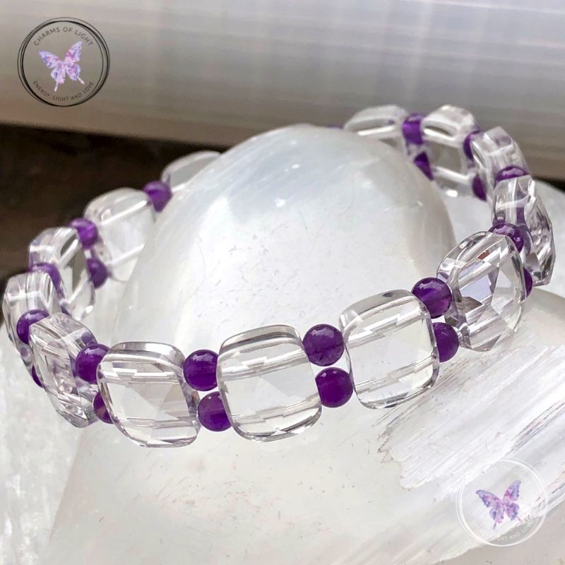 Clear Quartz & Amethyst Stretch Bracelet